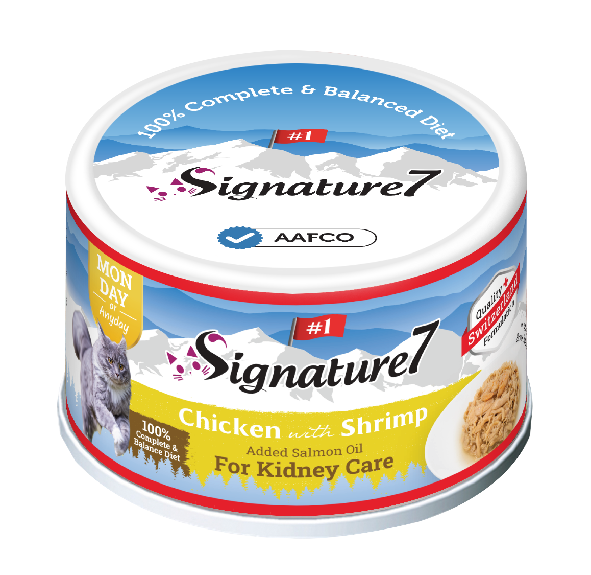 Signature7 Swiss Gravy Chicken with Shrimp & Salmon Oil Canned Cat Food (Mon) 70g