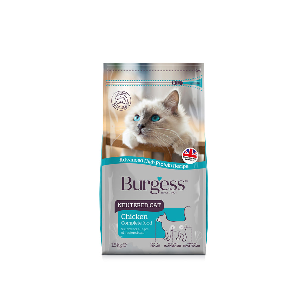 Burgess Neutered Cat Complete Chicken Dry Food β 1.5kg