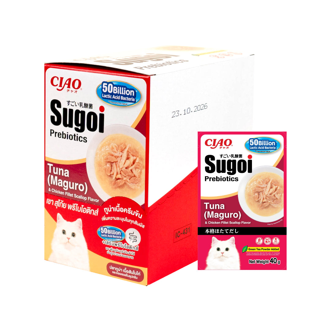 CIAO Sugoi Prebiotics Tuna Maguro & Chicken Fillet Scallop 40g x 16pouches