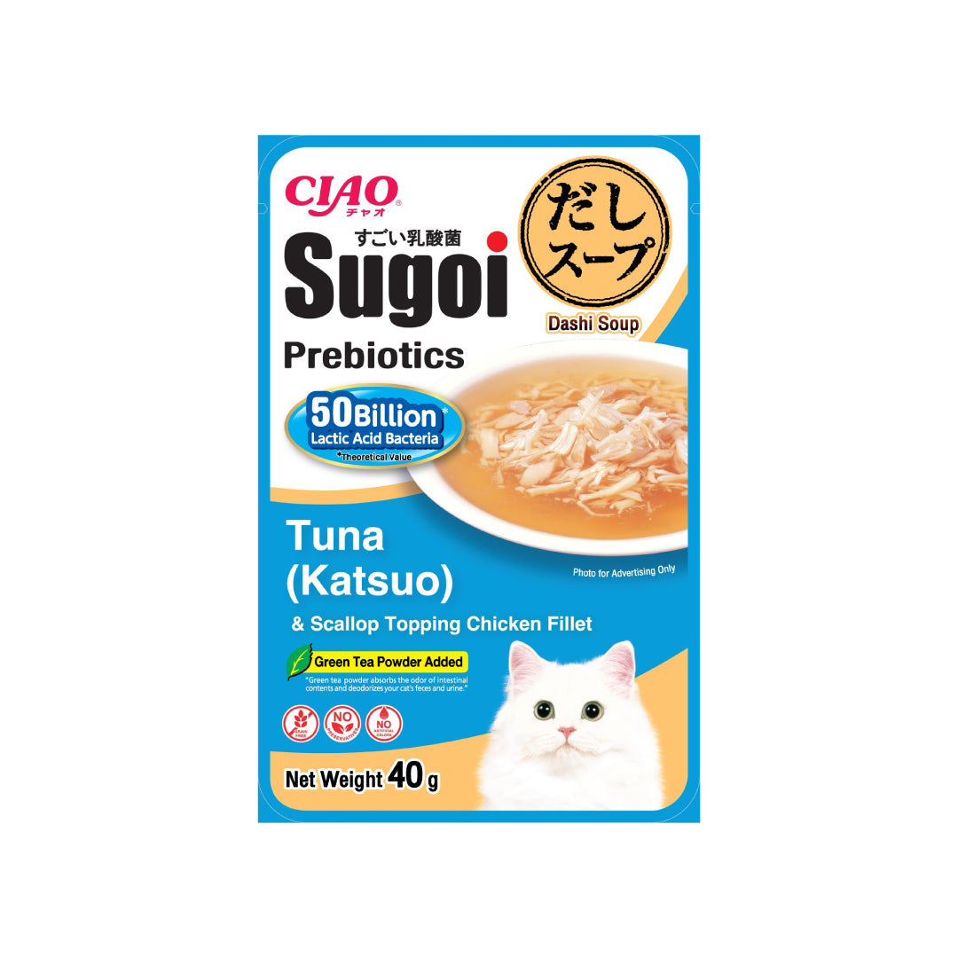 CIAO Sugoi Dashi Soup Prebiotics Tuna Katsuo & Scallop Chicken 40g x 16pouches