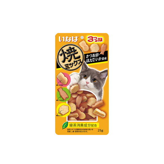 CIAO Soft Bits Mix Tuna & Chicken Fillet with Bonito, Scallop & Squid Cat Food 25g x 8pack