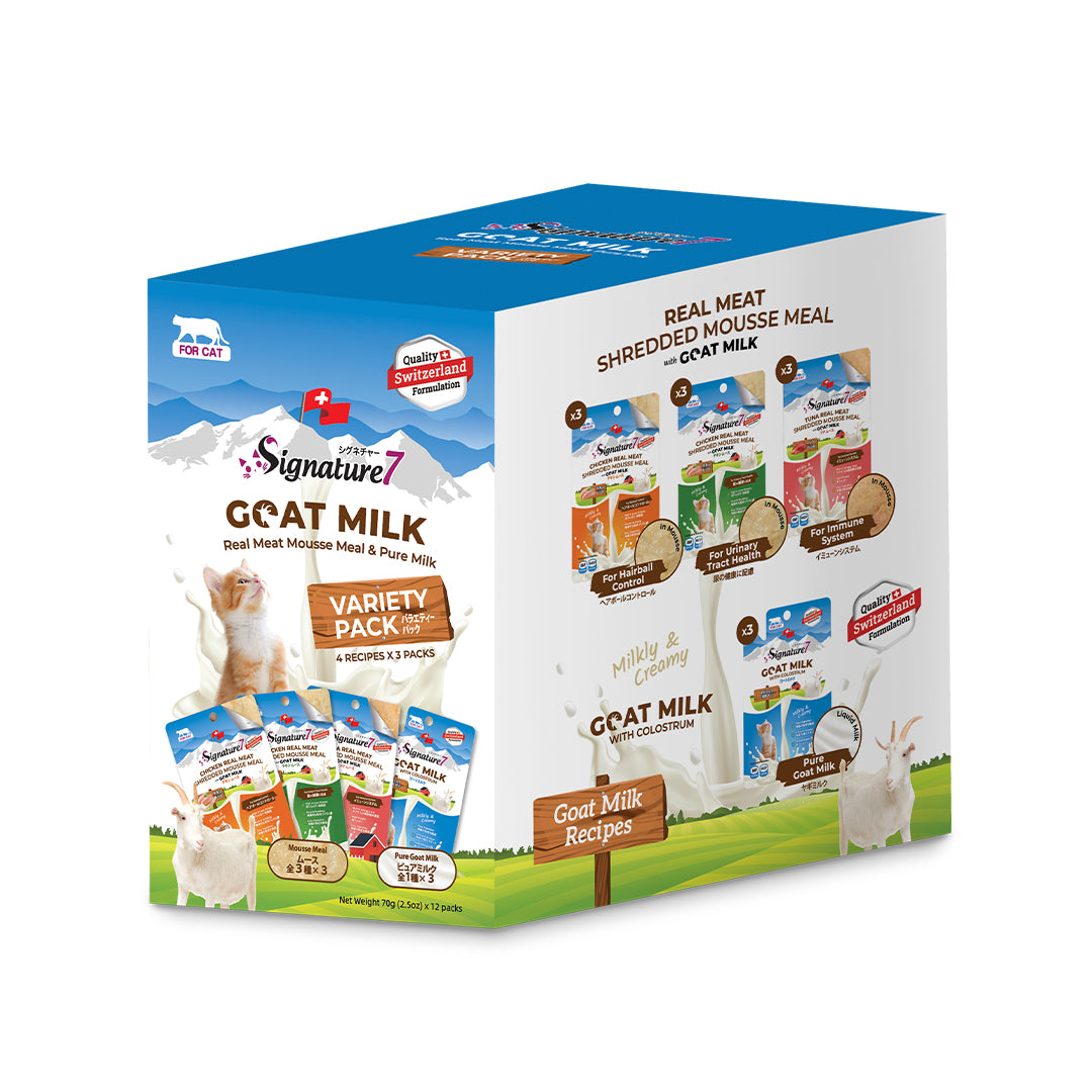 Signature7 Goat Milk Shredded Mousse Variety Pack for Cats (12 x 70g)