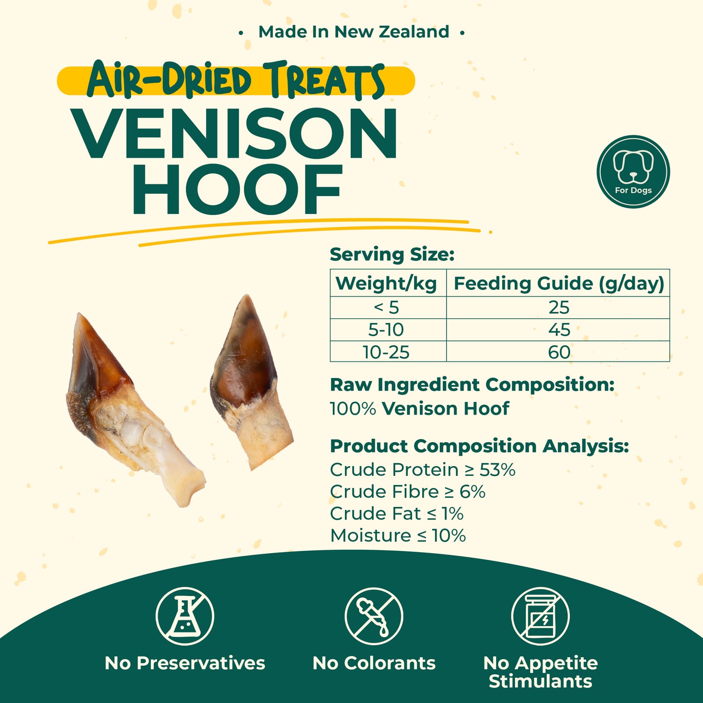 aTwoValley Air-Dried Venison Hoof Chew for Dogs – 40g