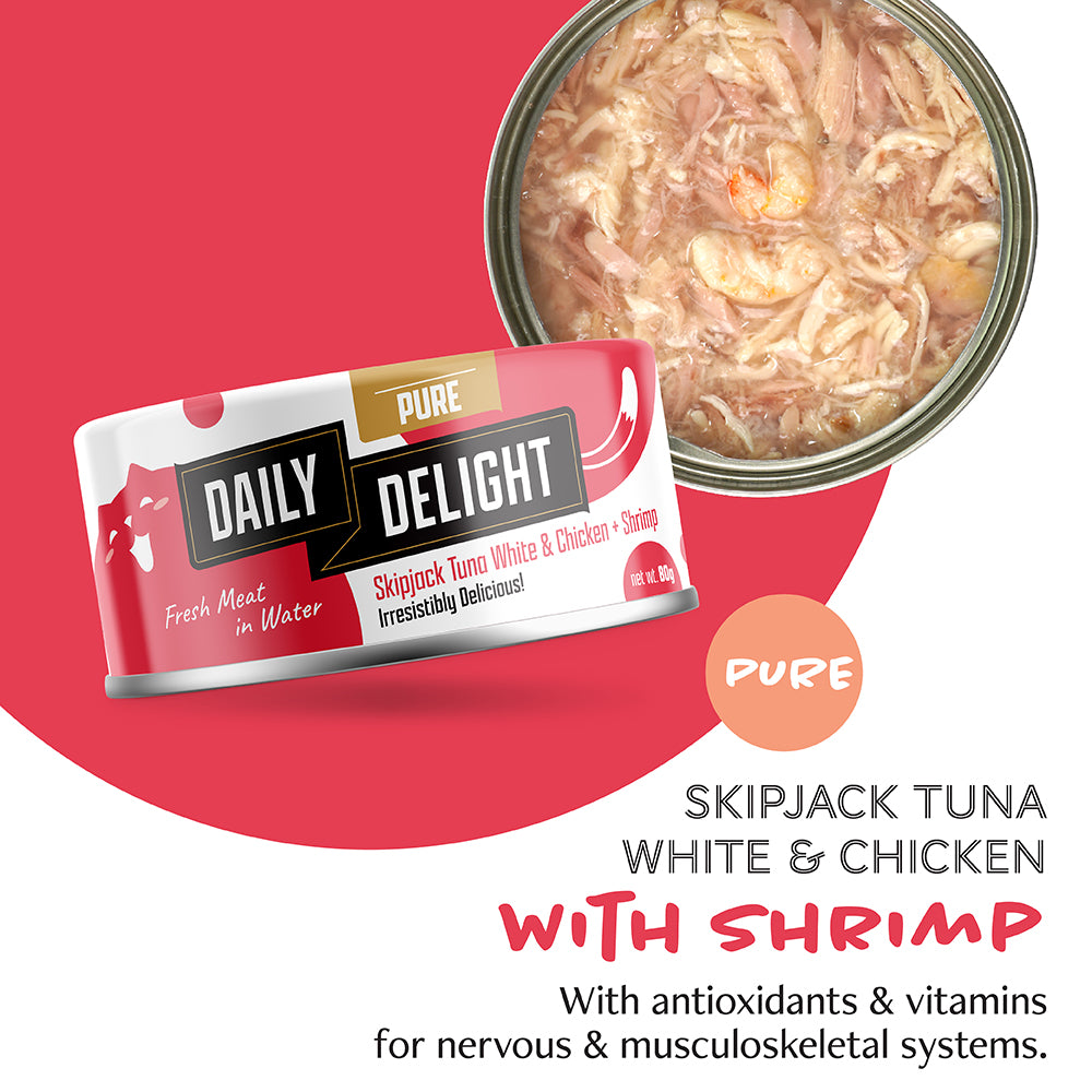 Daily Delight Pure Skipjack Tuna & White Chicken with Sea Bream Canned Cat Food 80g x 24cans