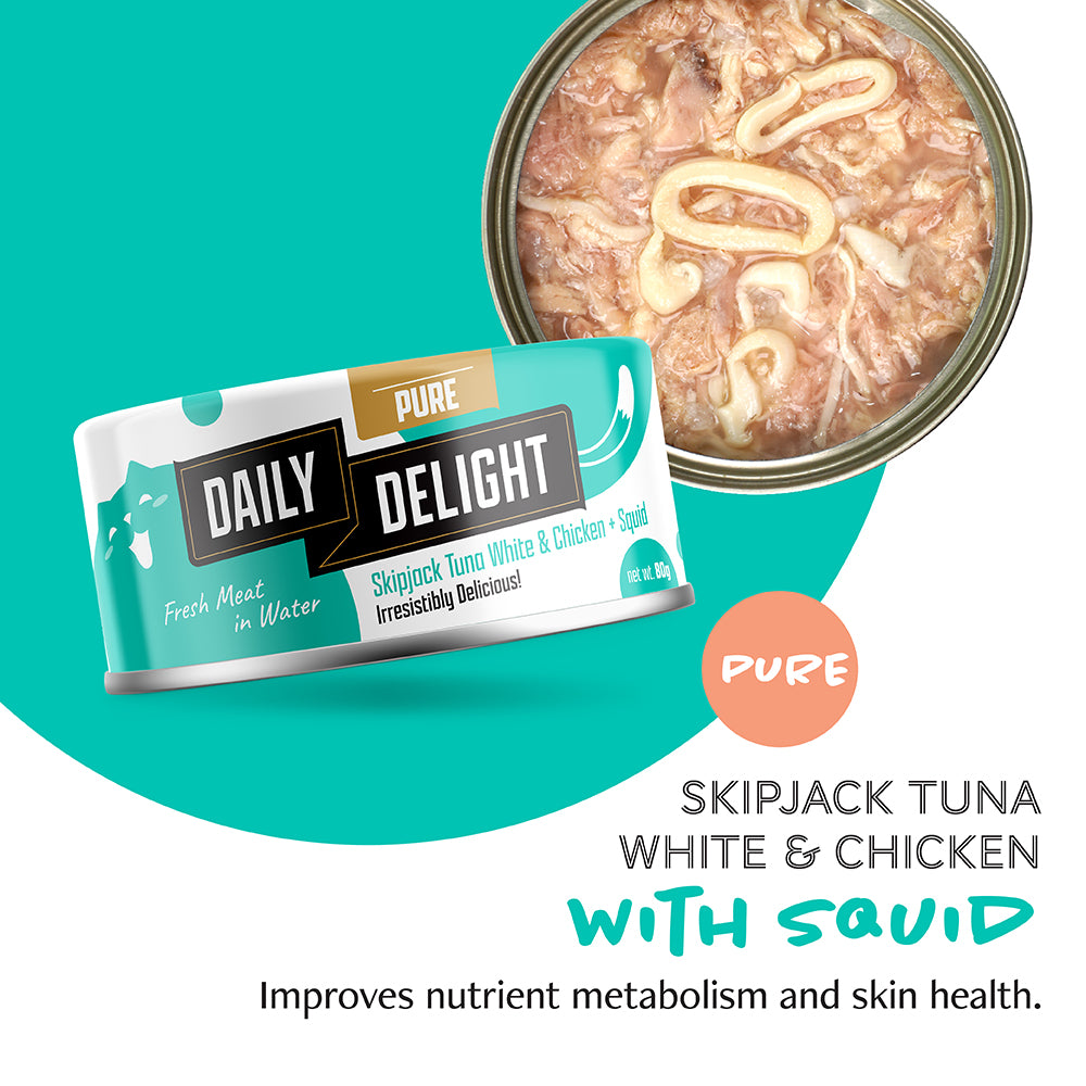 Daily Delight Pure Skipjack Tuna & White Chicken with Shrimp Canned Cat Food 80g x 24cans
