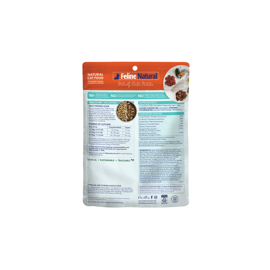 Feline Natural Freeze-Dried Beef & Hoki Feast for Cats – 100g / 320g / 800g