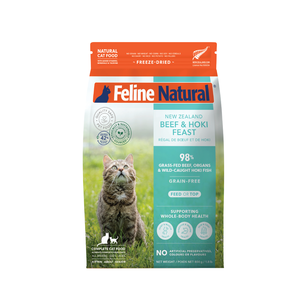 Feline Natural Freeze-Dried Beef & Hoki Feast for Cats – 100g / 320g / 800g