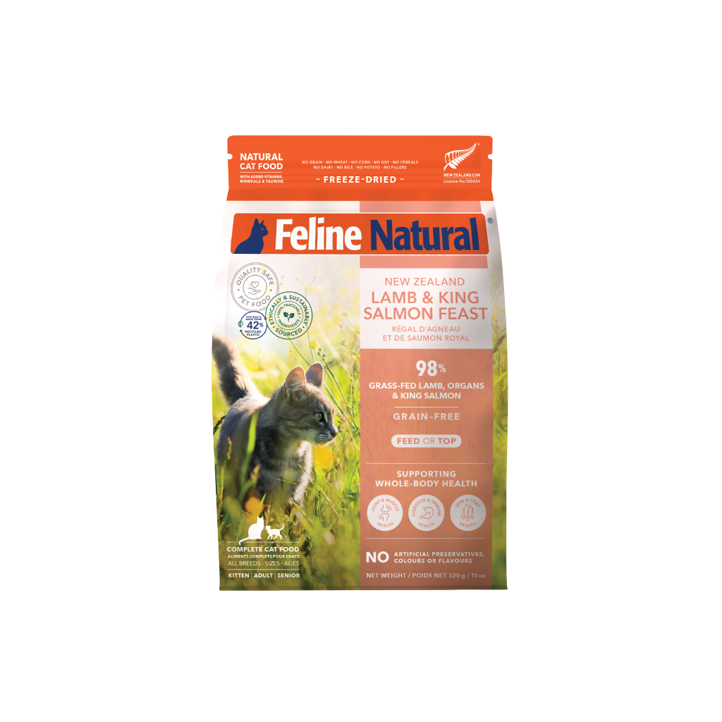 Feline Natural Freeze-Dried Lamb & King Salmon Feast for Cats – 100g / 320g / 800g