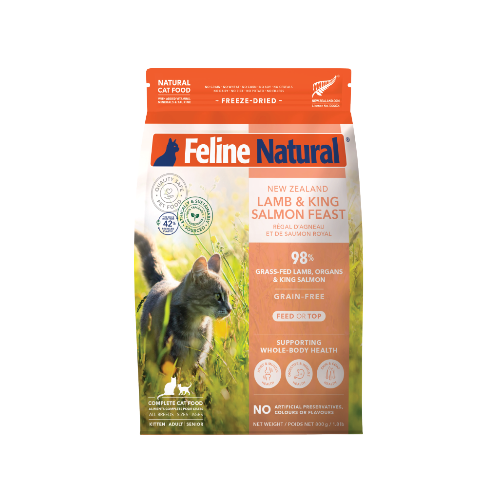 Feline Natural Freeze-Dried Lamb & King Salmon Feast for Cats – 100g / 320g / 800g