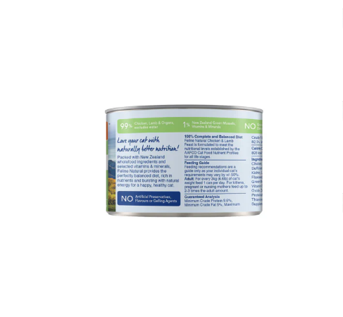 Feline Natural Chicken & Lamb Canned Cat Food – 12 x 170g