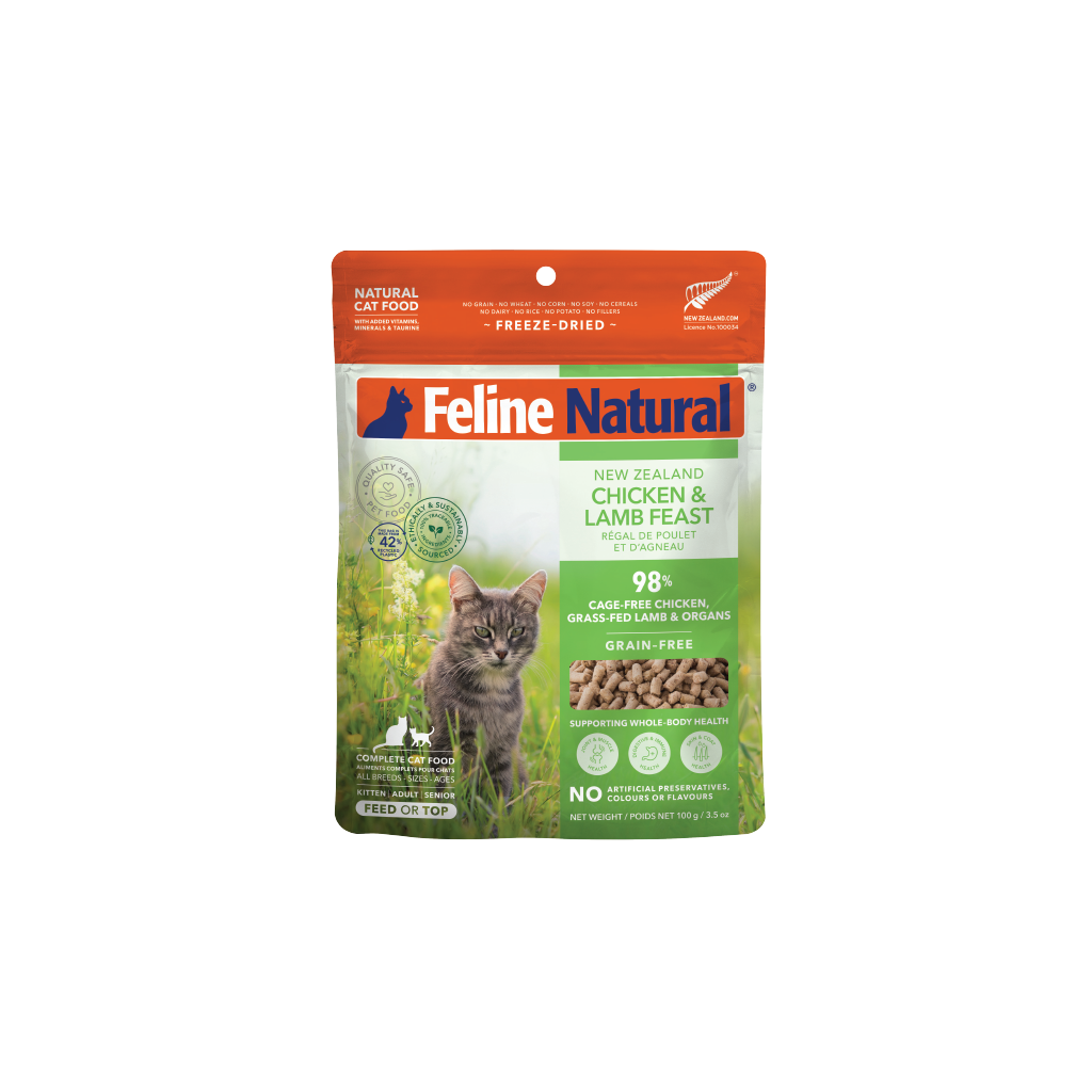 Feline Natural Freeze-Dried Chicken & Lamb Feast for Cats – 100g / 320g / 800g