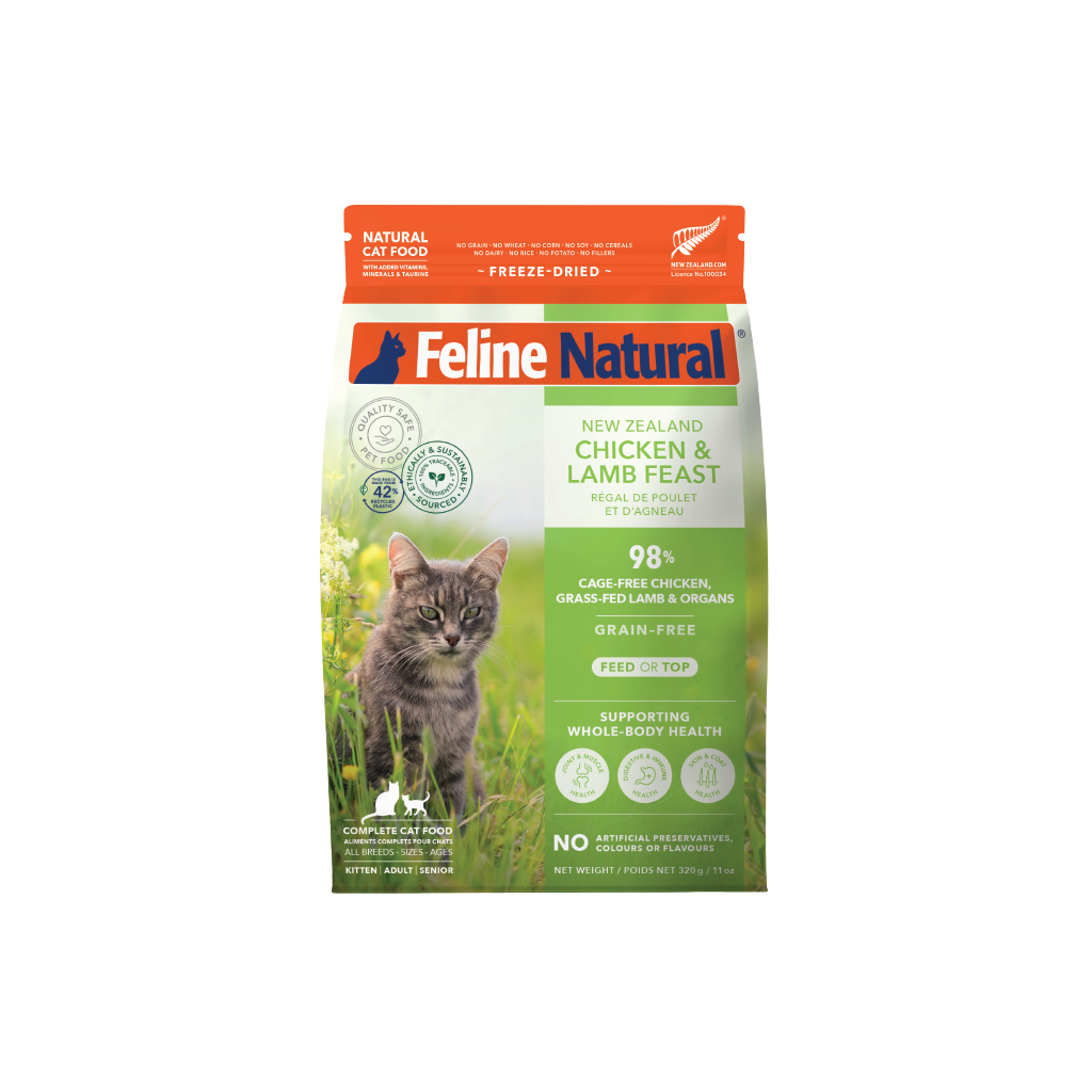 Feline Natural Freeze-Dried Chicken & Lamb Feast for Cats – 100g / 320g / 800g