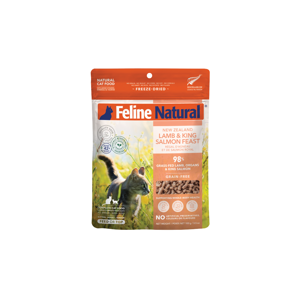 Feline Natural Freeze-Dried Lamb & King Salmon Feast for Cats – 100g / 320g / 800g