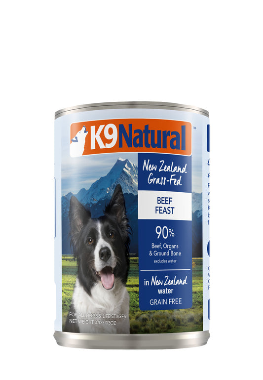 K9 Natural Canned Beef Feast for Dogs – 370g (12 Cans)