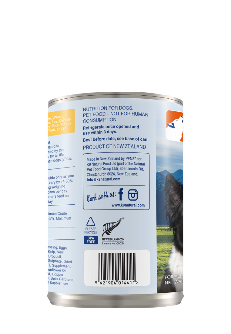 K9 Natural Canned Chicken Feast for Dogs – 370g (12 Cans)