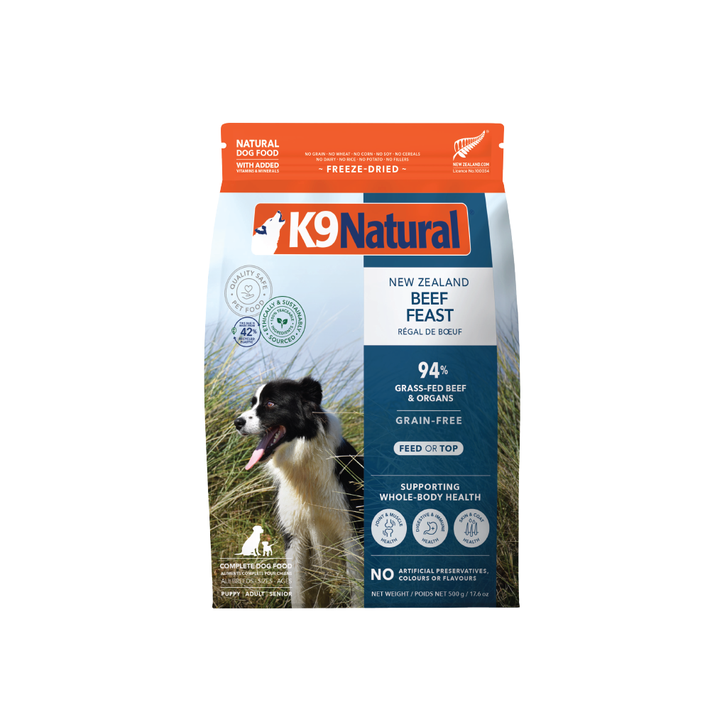 K9 Natural Freeze-Dried Beef Feast for Dogs – 142g / 500g / 1.8kg / 3.6kg