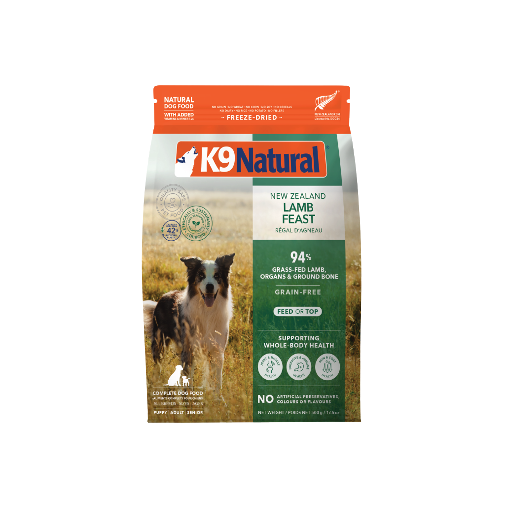 K9 Natural Freeze-Dried Lamb Feast for Dogs – 142g / 500g / 1.8kg / 3.6kg