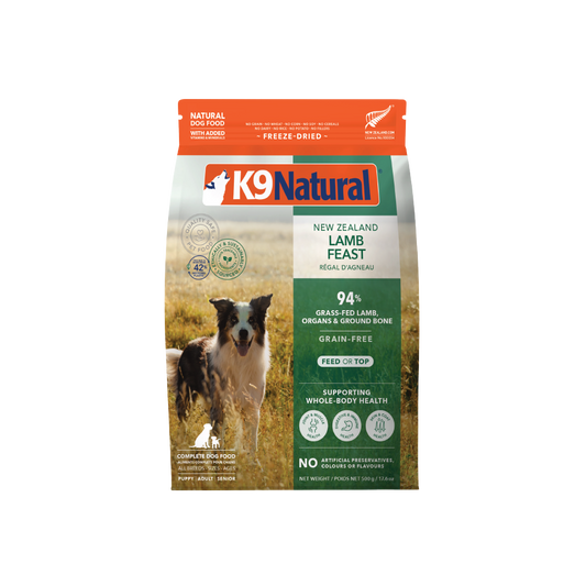 K9 Natural Freeze-Dried Lamb Feast for Dogs – 142g / 500g / 1.8kg / 3.6kg