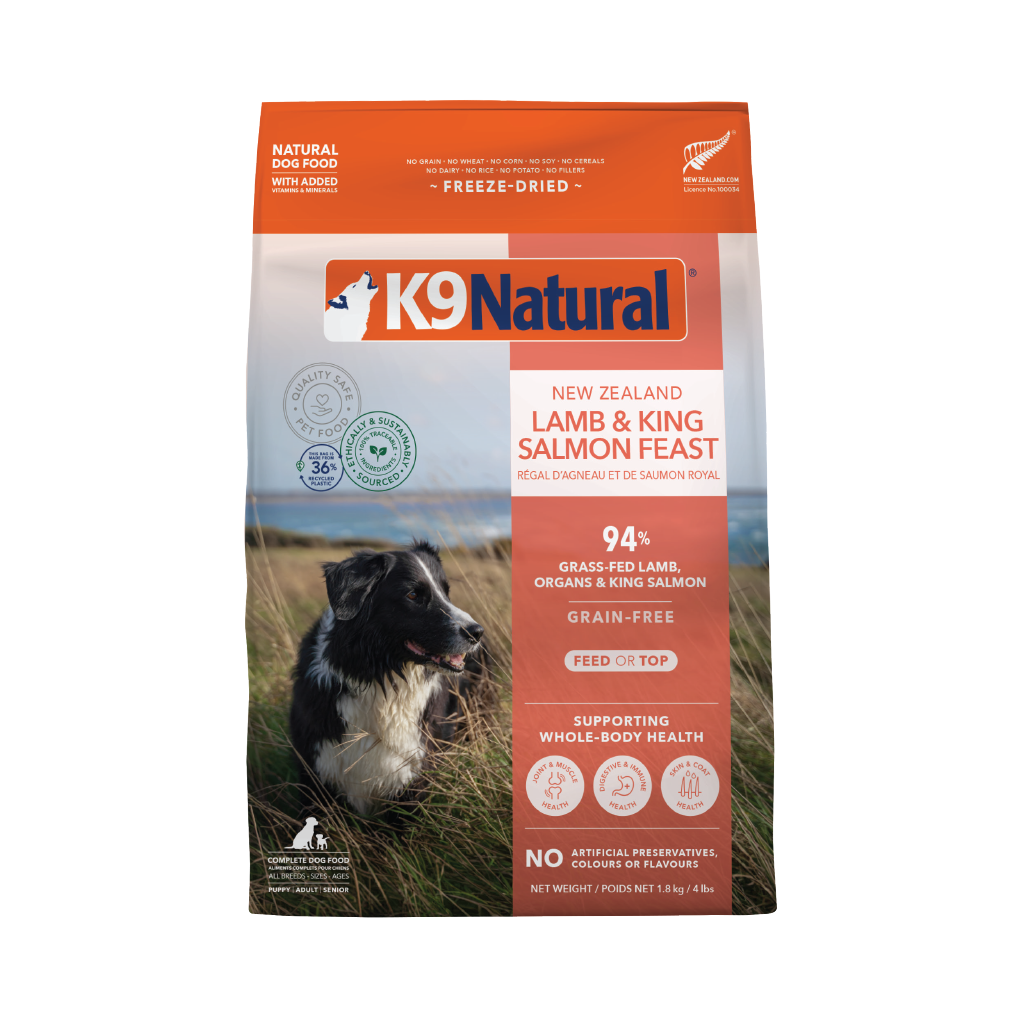 K9 Natural Freeze-Dried Lamb & King Salmon Feast for Dogs – 100g / 500g / 1.8kg / 3.6kg
