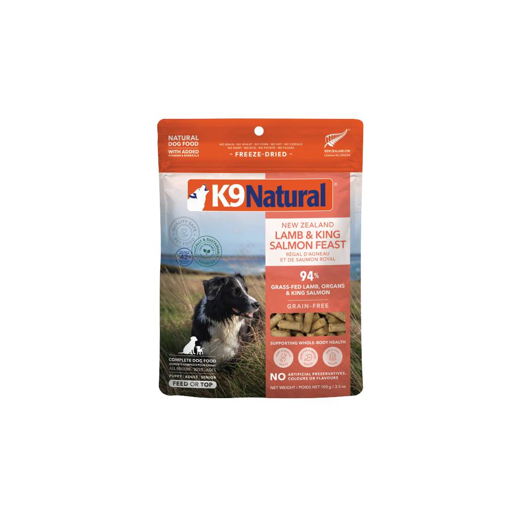 K9 Natural Freeze-Dried Lamb & King Salmon Feast for Dogs – 100g / 500g / 1.8kg / 3.6kg