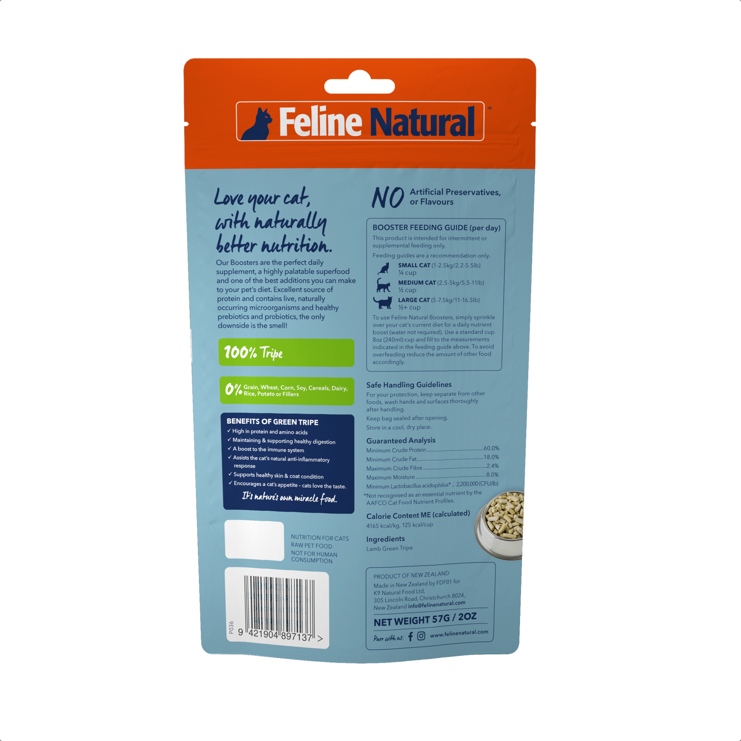 Feline Natural Freeze-Dried Lamb Green Tripe Booster – 57g