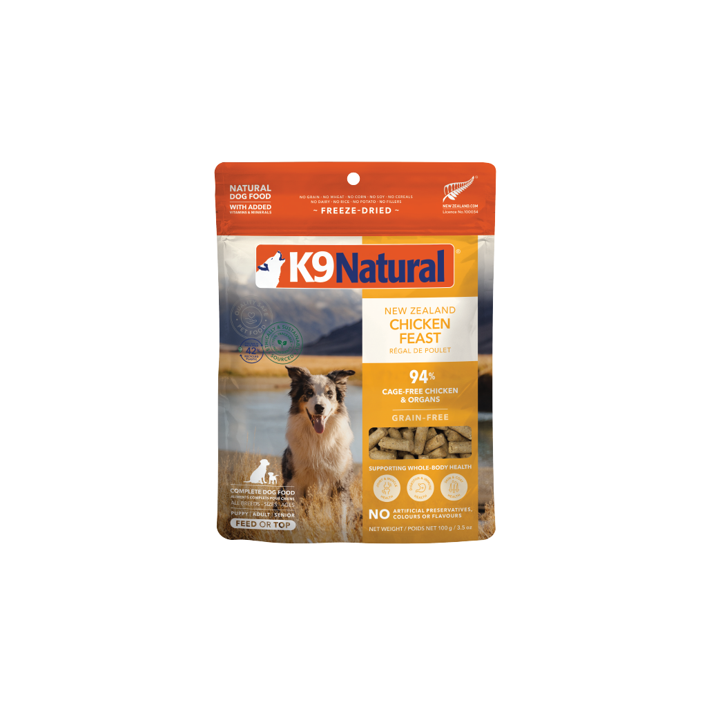 K9 Natural Freeze-Dried Chicken Feast for Dogs – 100g / 500g / 1.8kg / 3.6kg