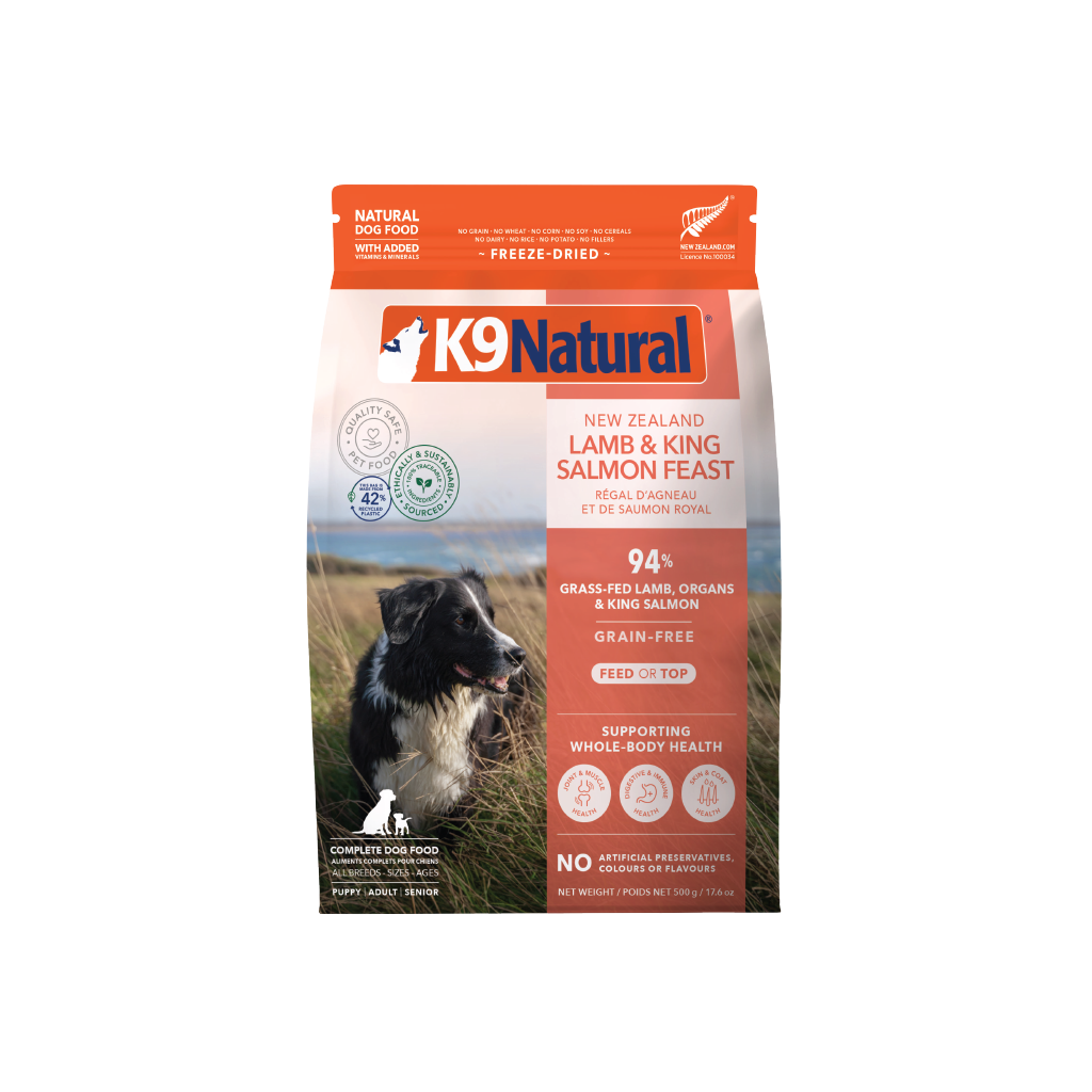 K9 Natural Freeze-Dried Lamb & King Salmon Feast for Dogs – 100g / 500g / 1.8kg / 3.6kg