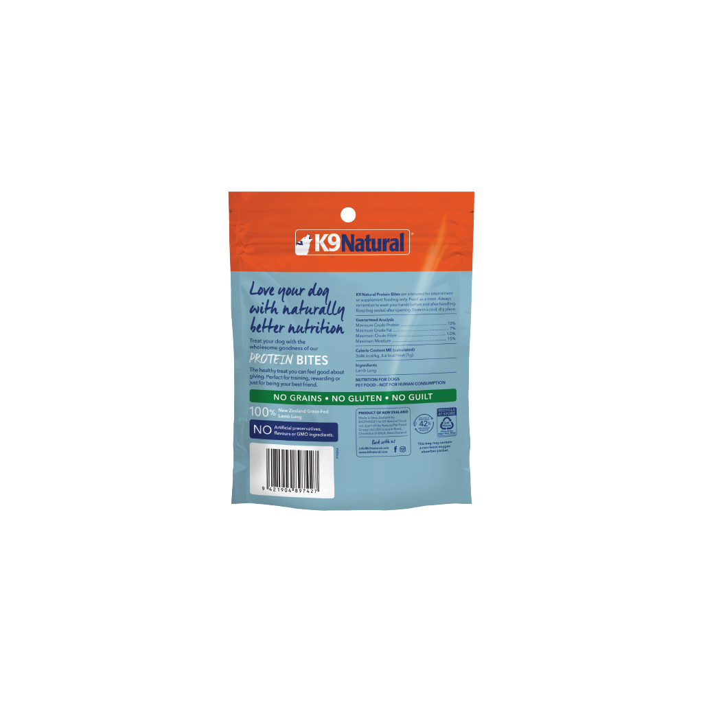 K9 Natural Protein Bites β Freeze-Dried Lamb Lung Dog Treats 50g