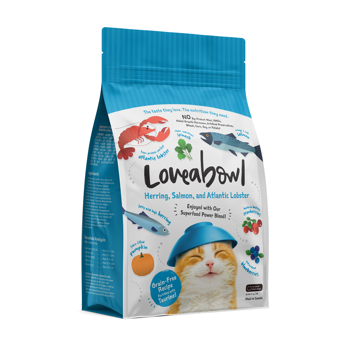 Loveabowl Herring, Salmon & Atlantic Lobster Grain-Free Dry Cat Food 150g/1kg/4.1kg/9.07kg