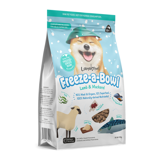 Loveabowl Freeze-A-Bowl Lamb & Mackerel Grain-Free Freeze-Dried Raw Dog Food 140g/425g