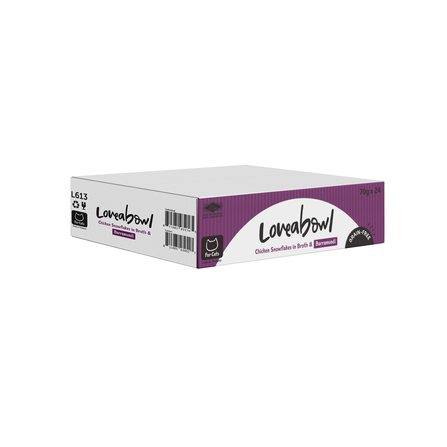 Loveabowl Chicken Snowflakes In Broth With Barramundi Canned Cat Food 70g - 24cans