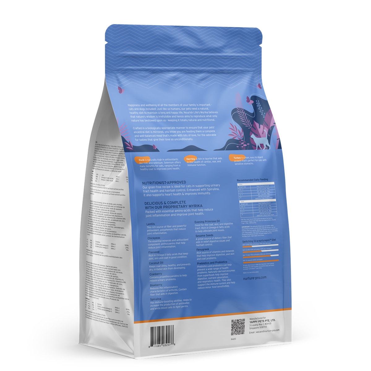 Nurture Pro Nourish Life Grain-Free Dry Cat Food – Duck & Turkey (227g / 1.11kg / 4.99kg)