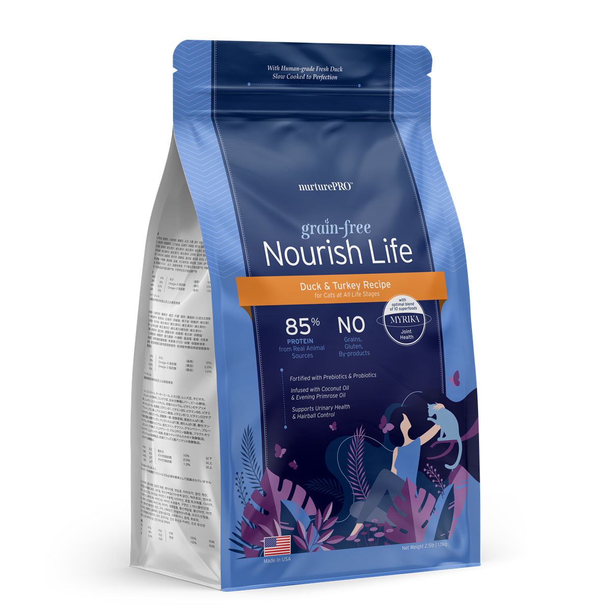 Nurture Pro Nourish Life Grain-Free Dry Cat Food – Duck & Turkey (227g / 1.11kg / 4.99kg)