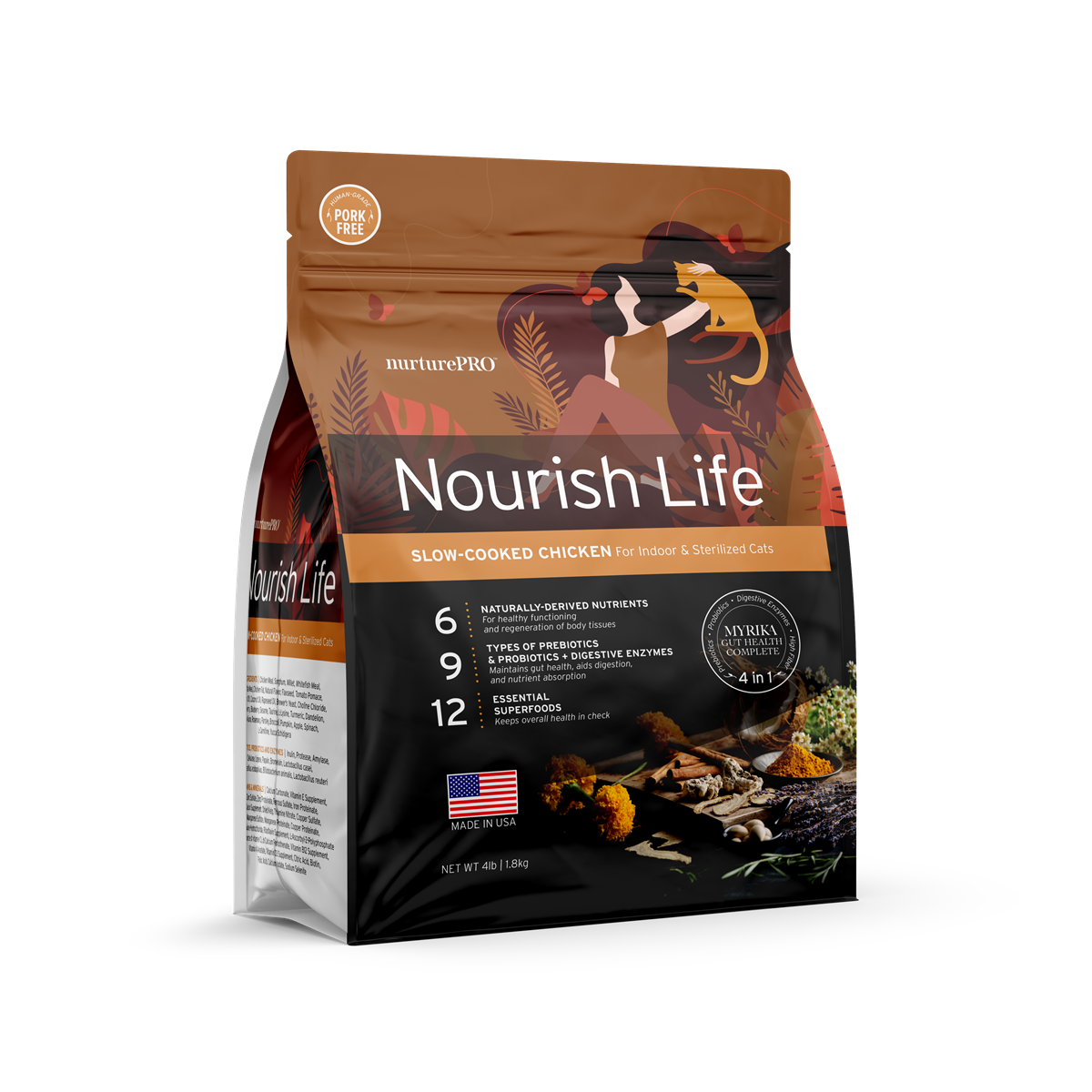 Nurture Pro Nourish Life Slow-Cooked Chicken Dry Cat Food β Mature & Weight Management (300g / 1.8kg / 5.7kg)