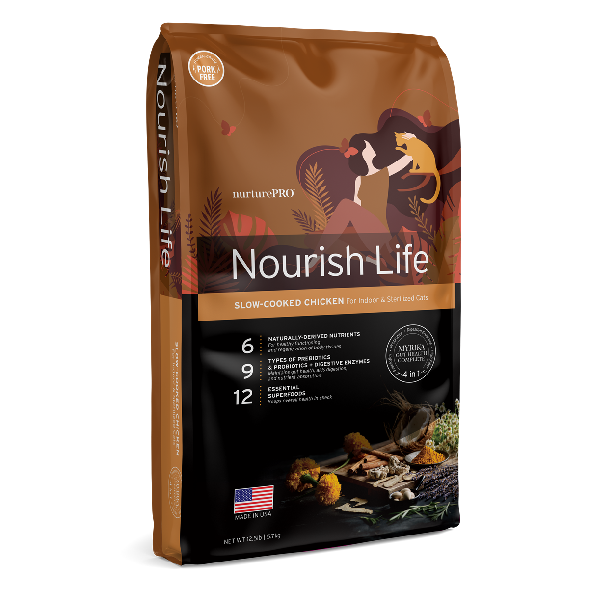 Nurture Pro Nourish Life Slow-Cooked Chicken Dry Cat Food β Mature & Weight Management (300g / 1.8kg / 5.7kg)