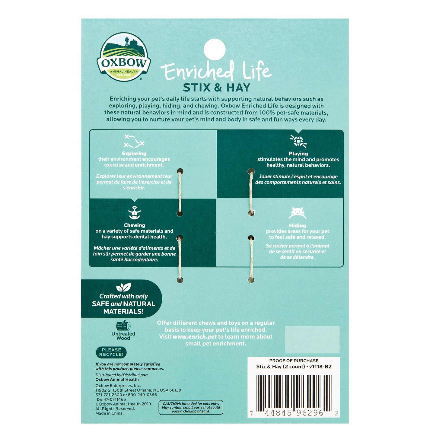 Oxbow Enriched Life Stix Hay Chews for Small Pets