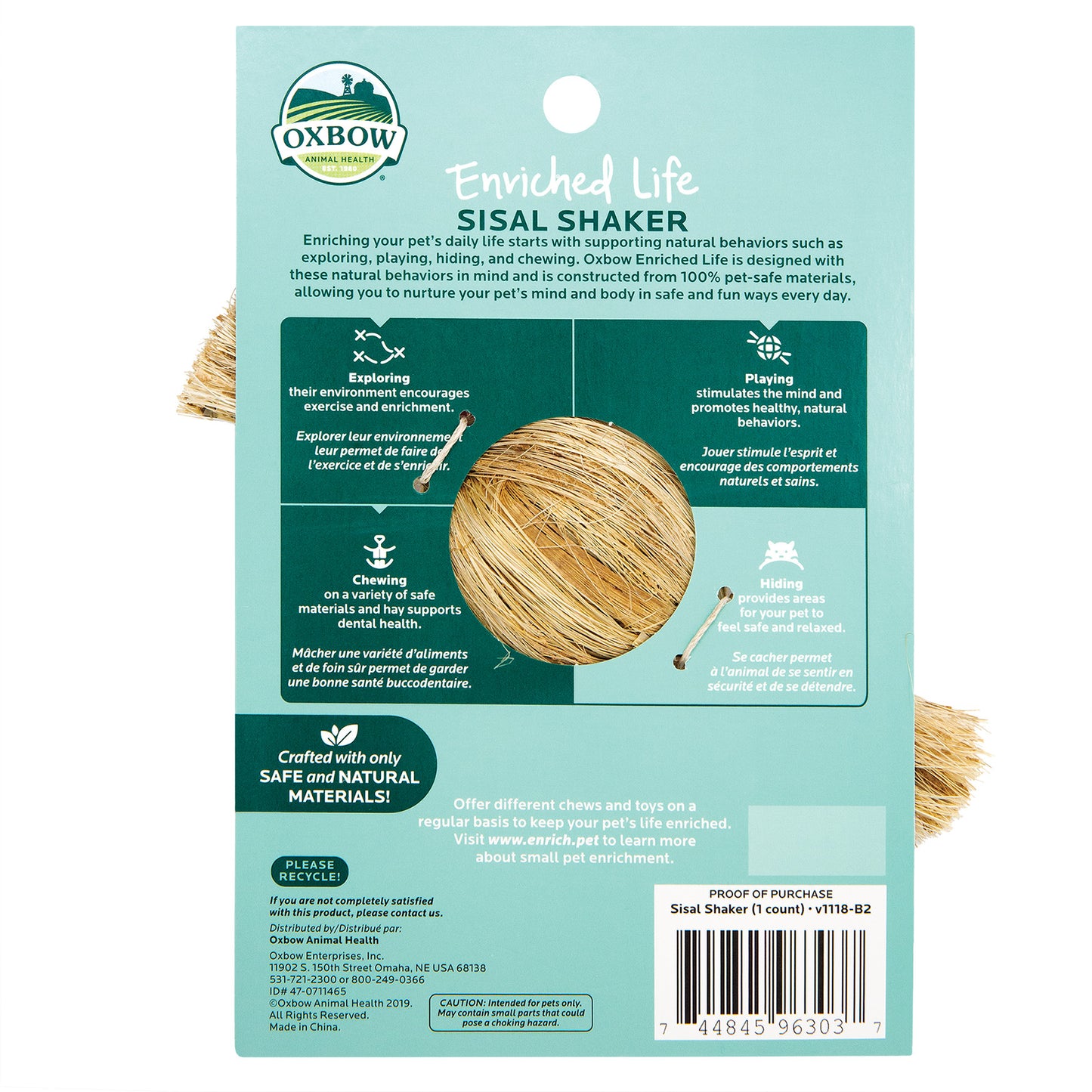 Oxbow Enriched Life Sisal Shaker for Small Animals