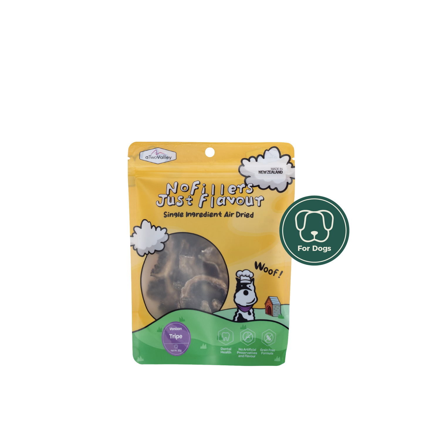 aTwoValley Air-Dried Venison Tripe Treat for Dogs β 45g