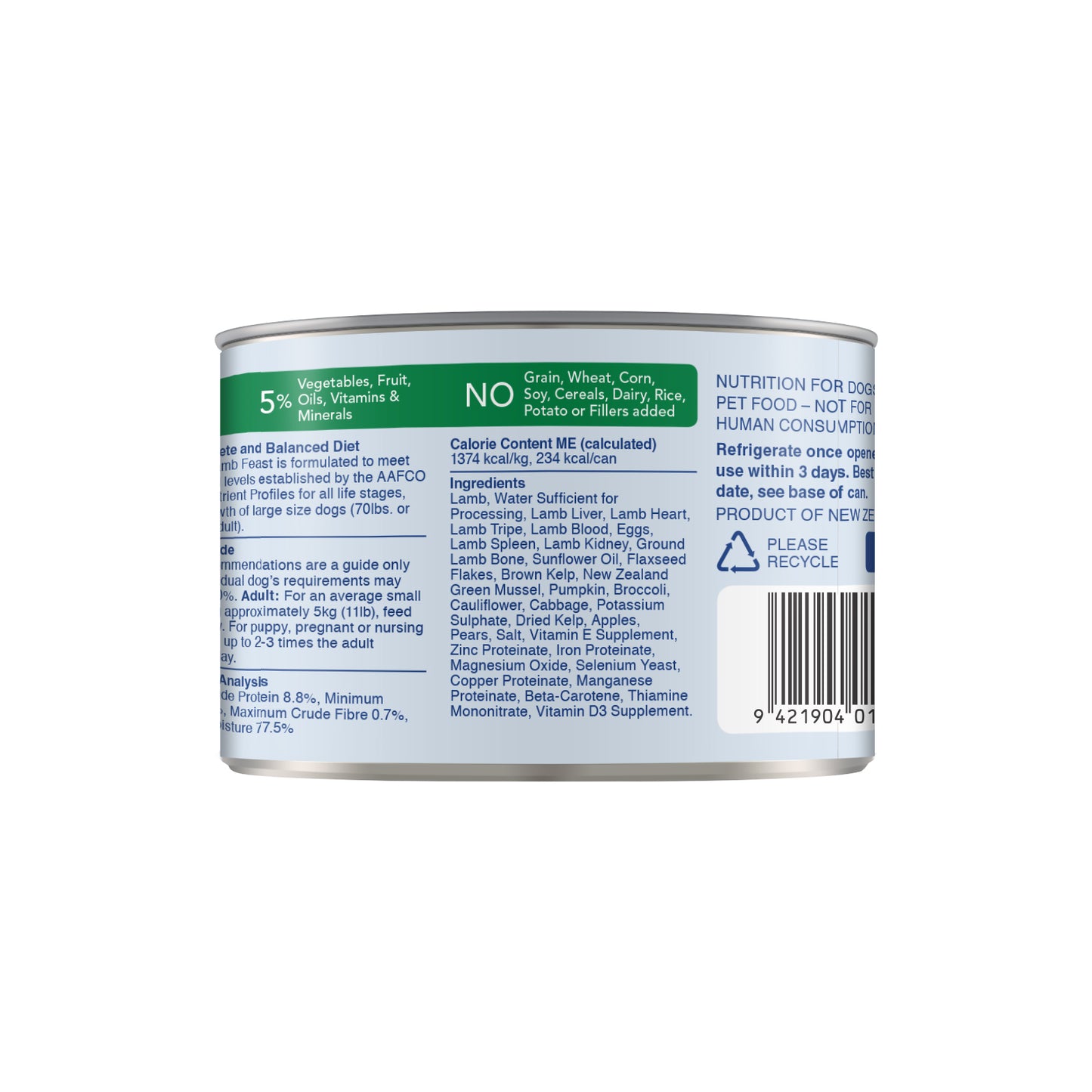 K9 Natural Canned Lamb Feast for Dogs – 170g (12 Cans)