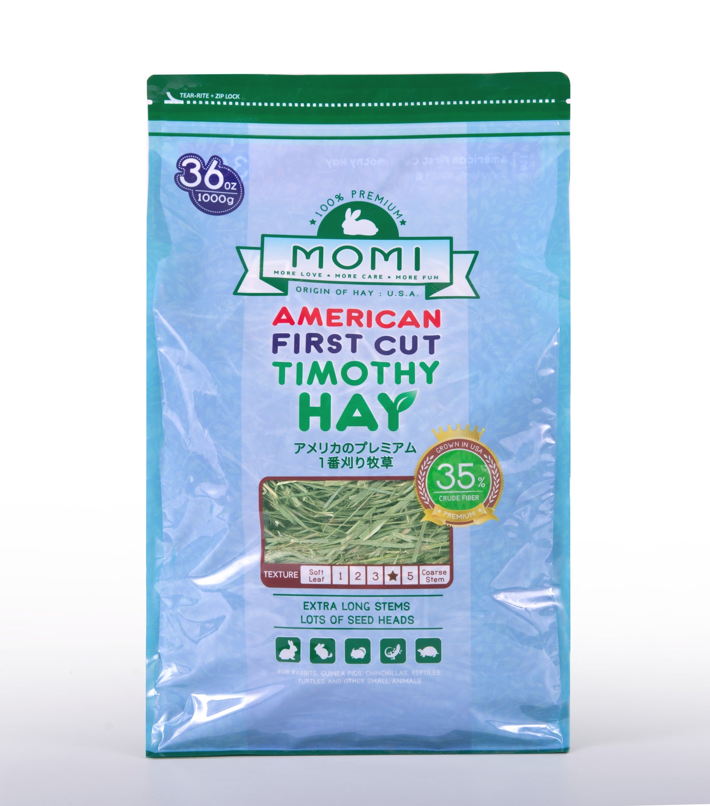 Momi 1st Cut Timothy Hay | High-Fibre Hay for Rabbits, Guinea Pigs & Small Pets