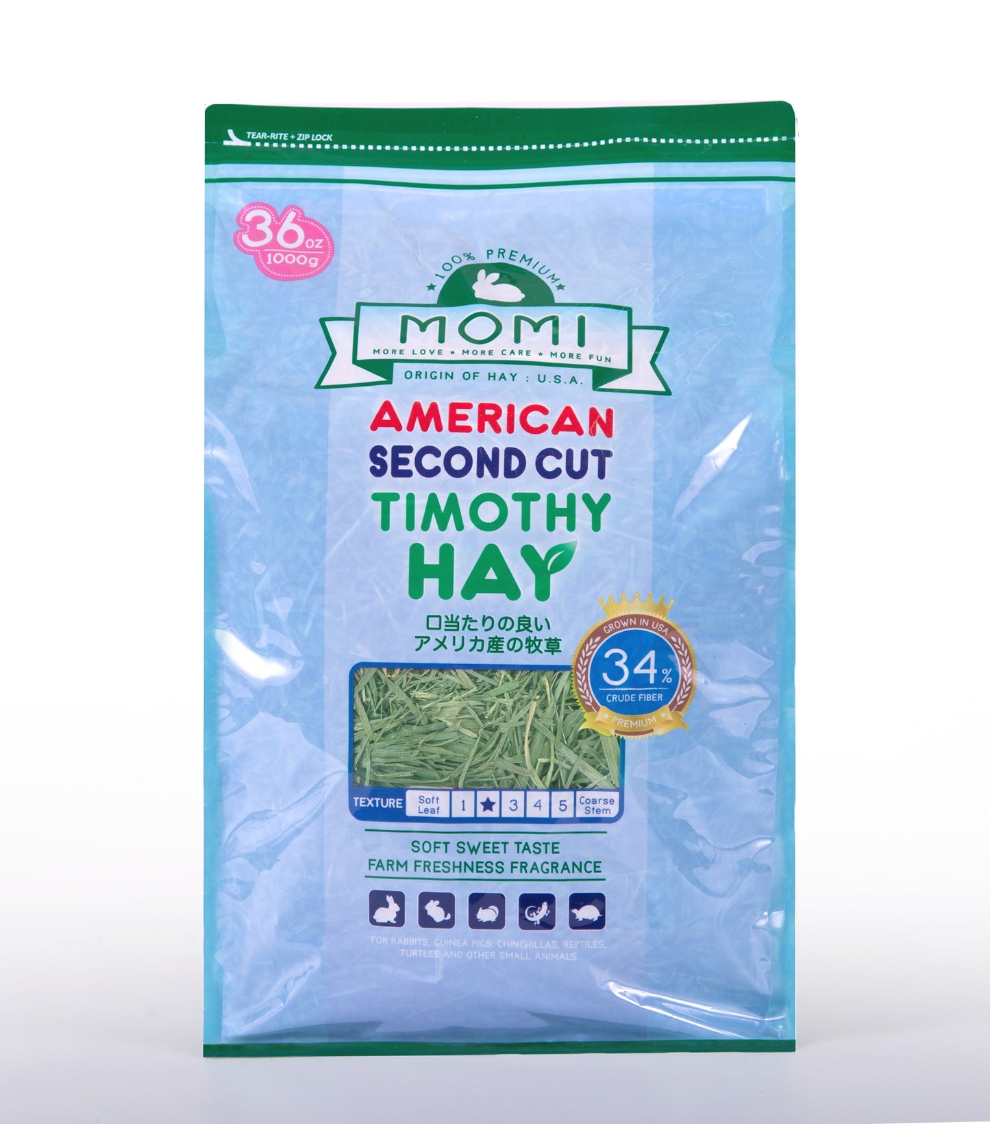 Momi 2nd Cut Timothy Hay | Soft, Leafy Hay for Rabbits, Guinea Pigs & Small Pets
