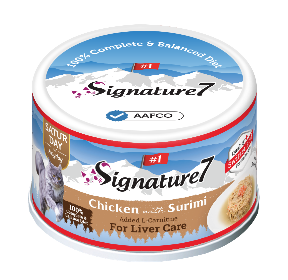 Signature7 Swiss Gravy Chicken with Surimi & L-Carnitine Canned Cat Food (Sat) 70g