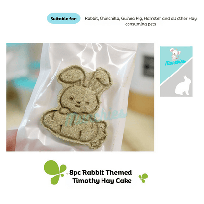 Munchies Rabbit-Themed Timothy Hay Cakes (8pcs) – Handmade Natural Treats for Rabbits, Guinea Pigs, Chinchillas & Hamsters 🐰🐹🌿