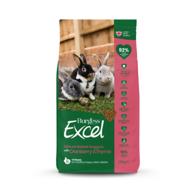 [Buy 2nd Bag @ 30% off] Burgess Excel Mature Rabbit Nuggets with Cranberry & Ginseng – 1.5kg