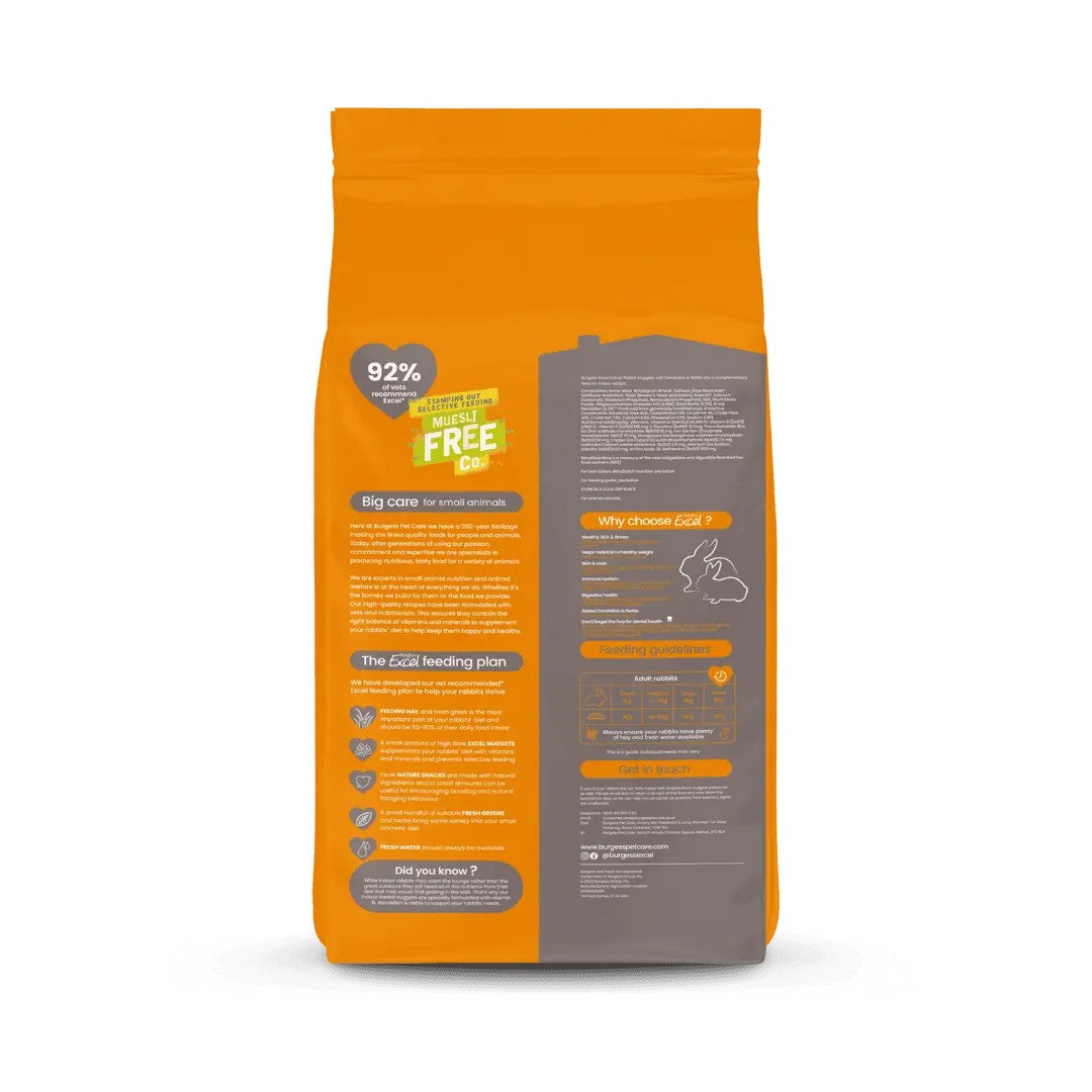 [Buy 2nd Bag @ 30% off] Burgess Excel Indoor Rabbit Nuggets with Dandelion & Chamomile – 1.5kg