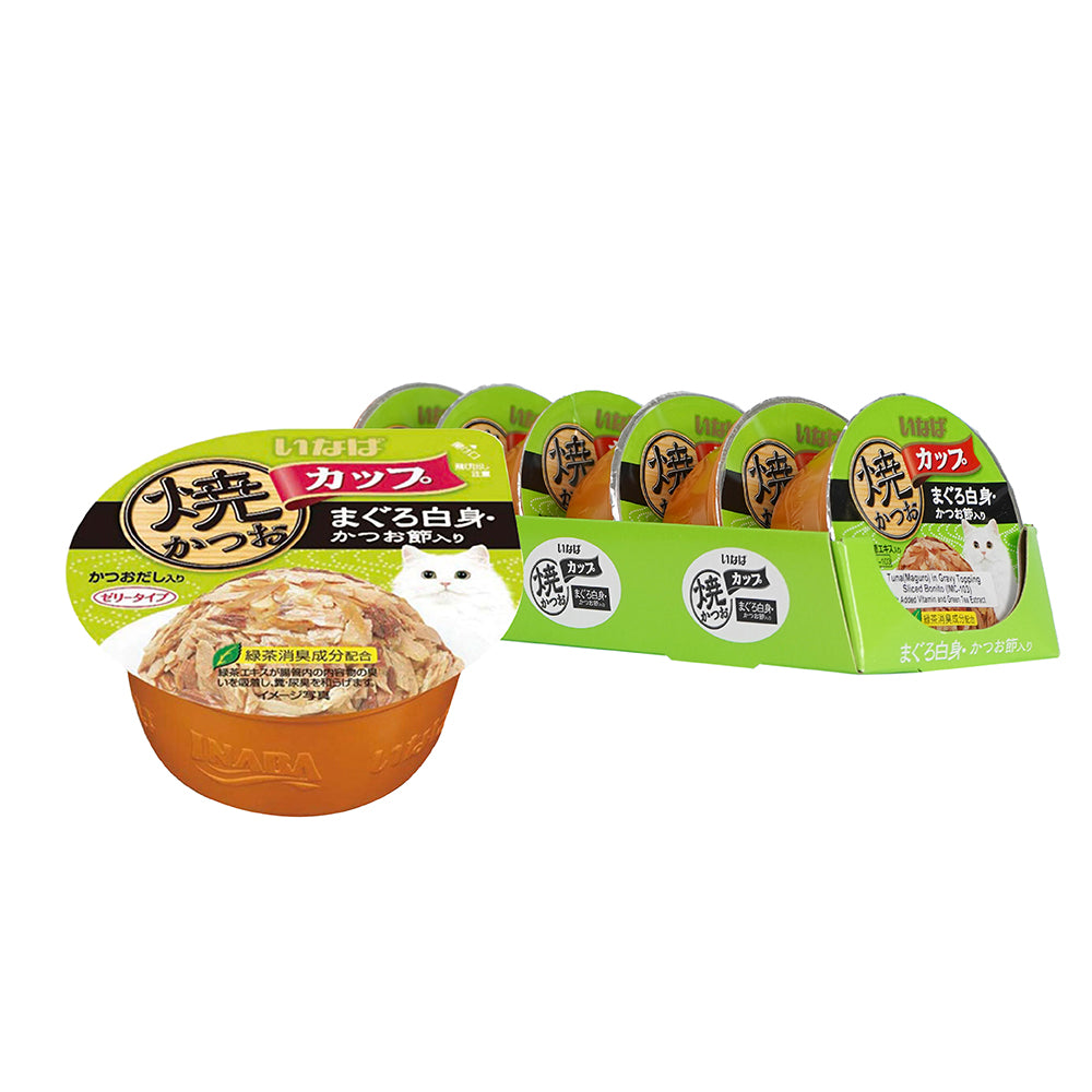 CIAO Grilled Skipjack Tuna in Gravy with White Meat & Dried Bonito Cup Cat Food 80g x 12cups