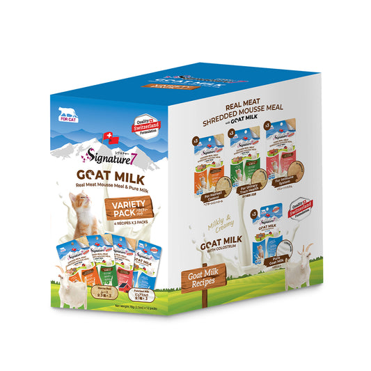 Signature7 Goat Milk Shredded Mousse Variety Pack for Cats (12 x 70g)