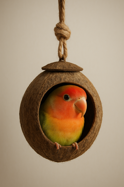 Munchies Natural Coconut Husk Hideout – For Small Pets & Birds