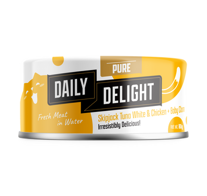 Daily Delight Pure Skipjack Tuna & White Chicken with Baby Clam Canned Cat Food 80g x 24cans