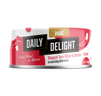 Daily Delight Pure Skipjack Tuna & White Chicken with Sea Bream Canned Cat Food 80g x 24cans